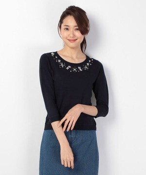 QUEENS COURT 立体フラワーモチーフニット