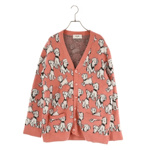 CELINE 22SS Artist Jacquard Cardigan In Brushed Cotton