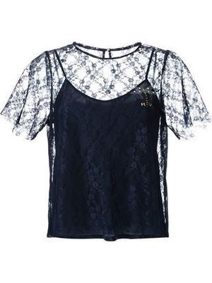 MUVEIL brooch lace blouse
