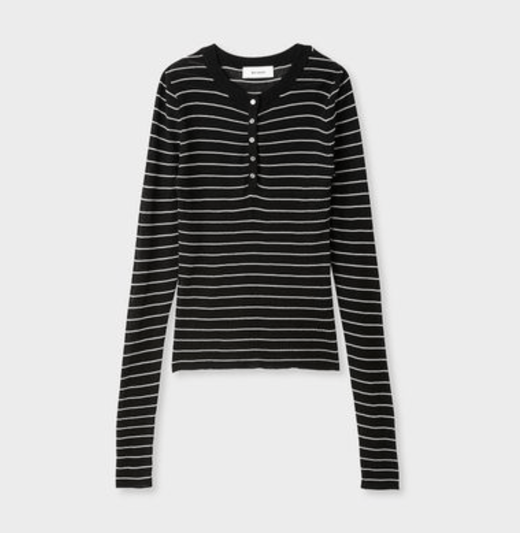 MIESROHE ヘンリーネックシアーリブニット
