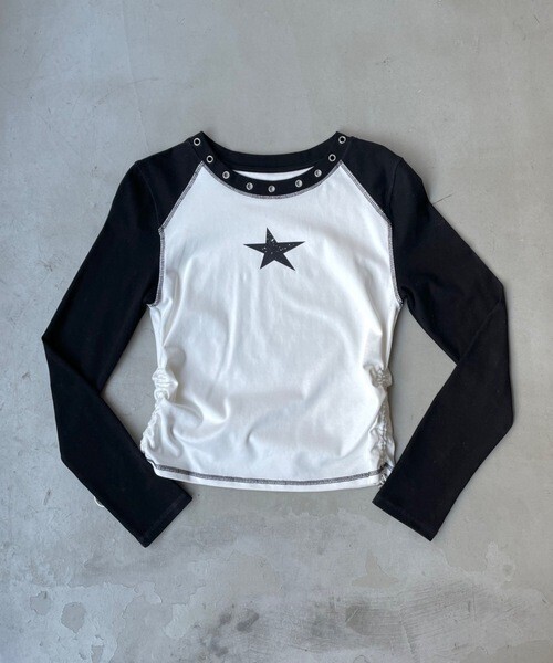 SHAGGIE スタッズ付きラグランロンTEE