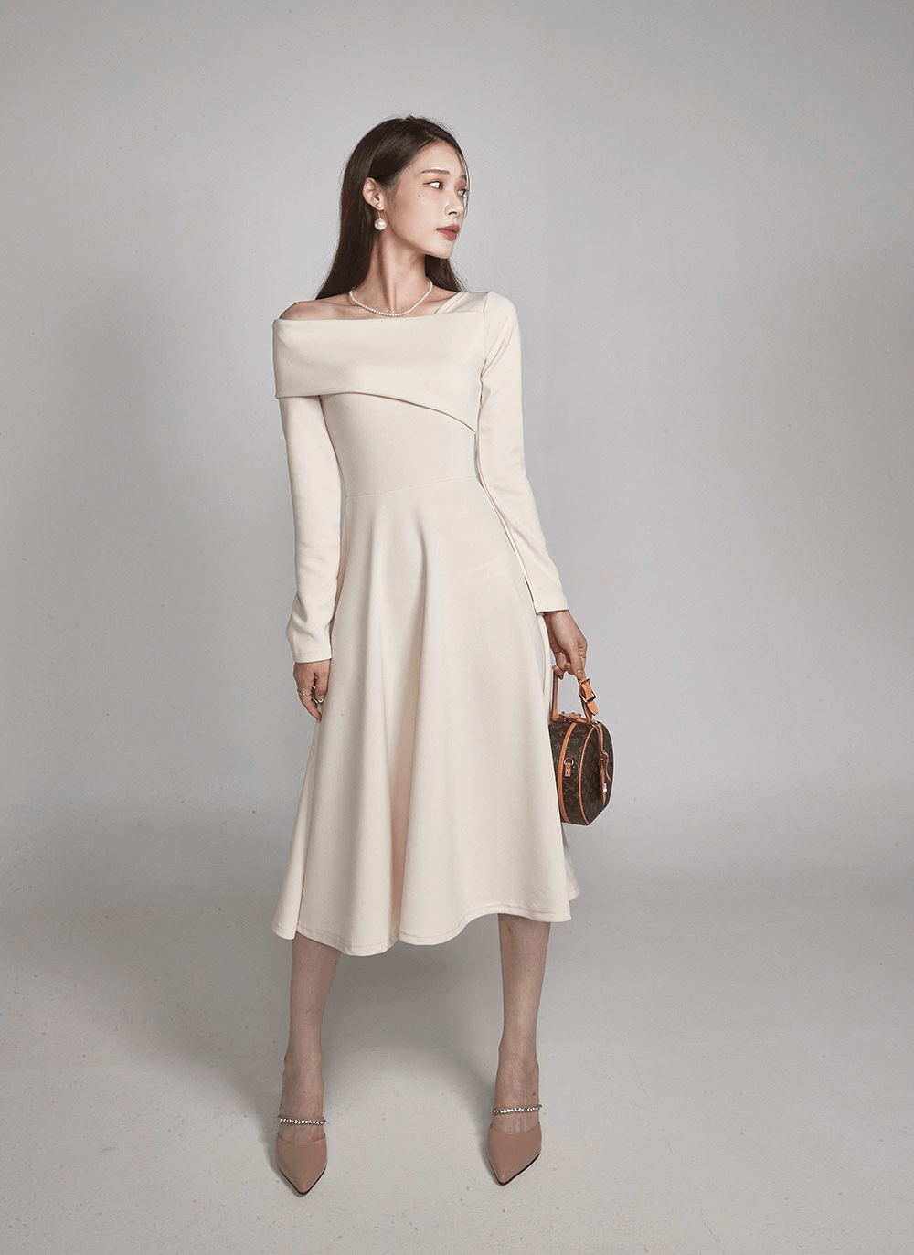 DHOLIC ワンショルAラインワンピース・t00096