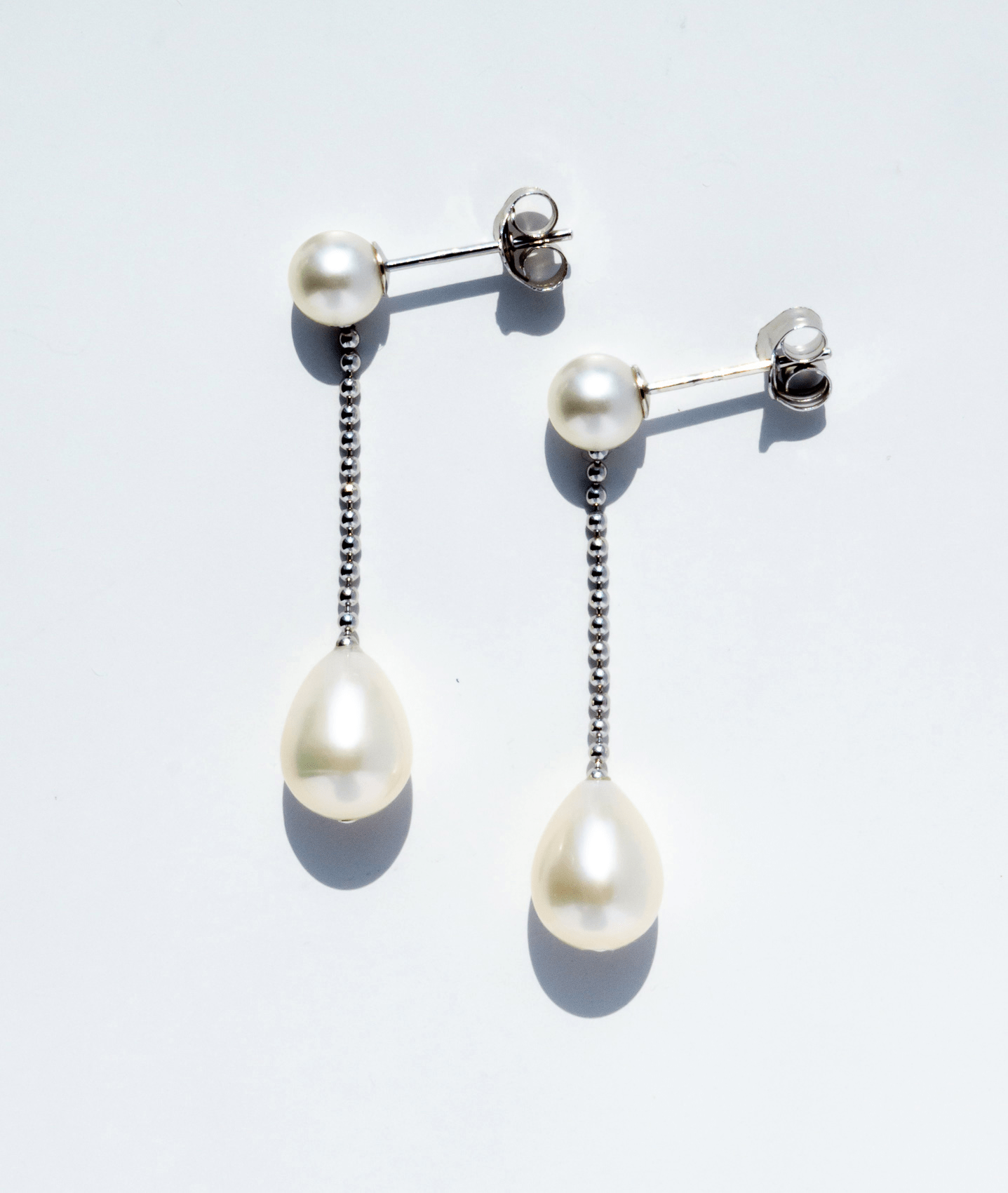 Meach. Meach.【PI207】SILVER925 ラウンド&ドロップダブルパールピアス(3サイズ)