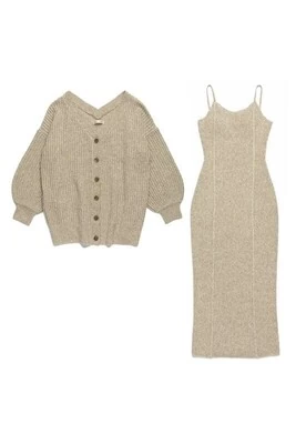 RIELLE riche Knit Pullover Set One-Piece Knit Cardigan Set One