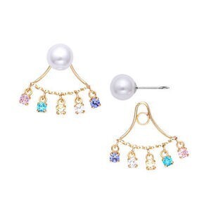 VERITE 【101708060831】VERITE/ バックチャーム&アコヤパールピアス (ブルー系)