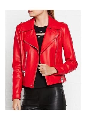 VERSUS VERSACE Leather Biker Jacket - Red