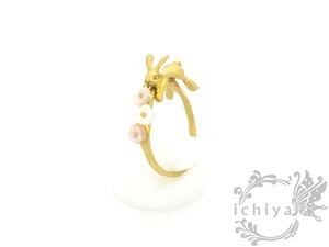 ichiya 【ILR-0001-00-Bs】ichiya / 花うさぎリング　白蝶貝、ピンクシェル