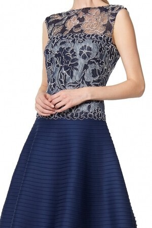 TADASHI SHOJI レース×フレアーミディアムドレス