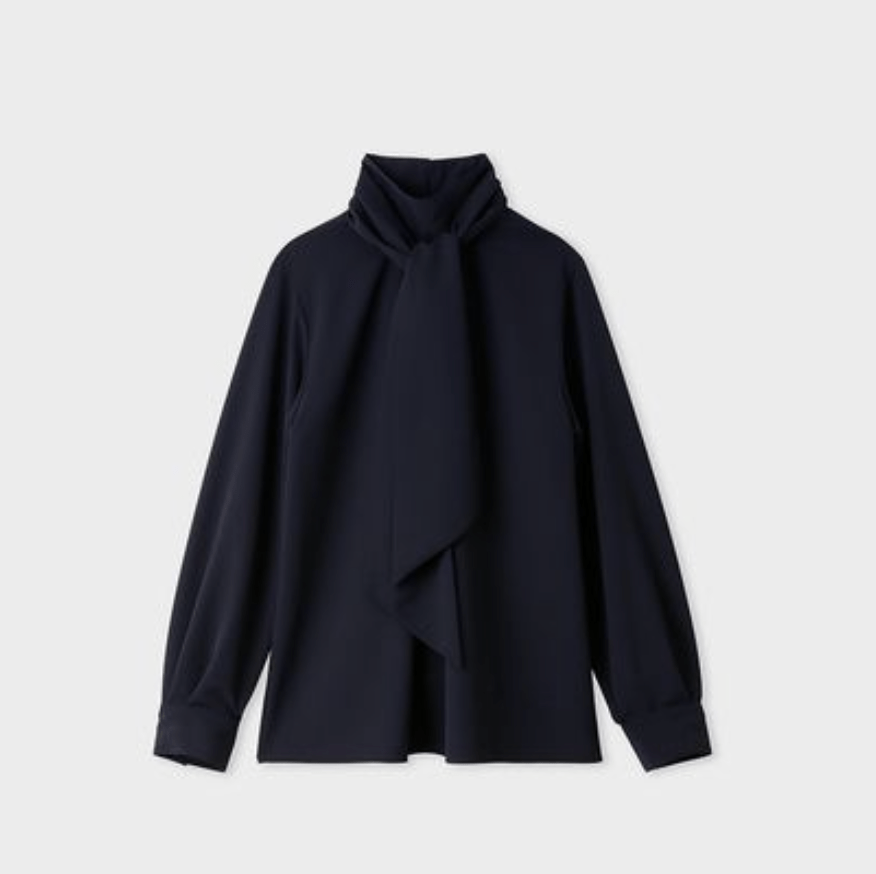 MIESROHE ｓｕｓｔａｉｎａｂｌｅシルキーボウタイブラウス