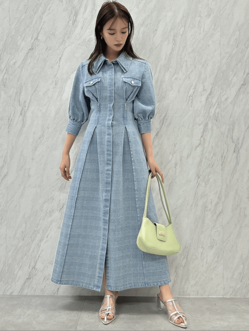 dazzlin ジップシェイプシャツワンピース