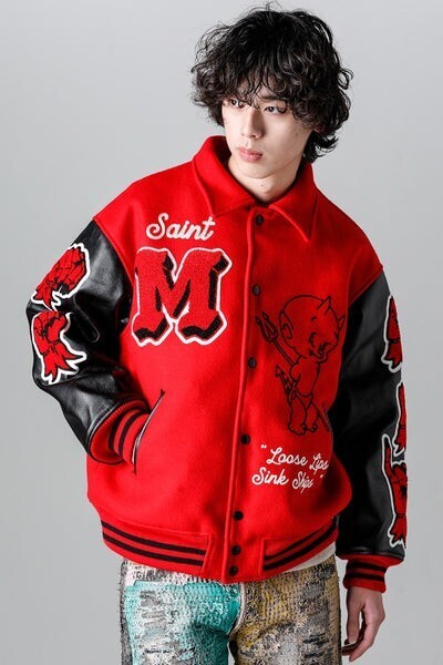 SAINT Mxxxxxx DEVIL バーシティジャケット レッド