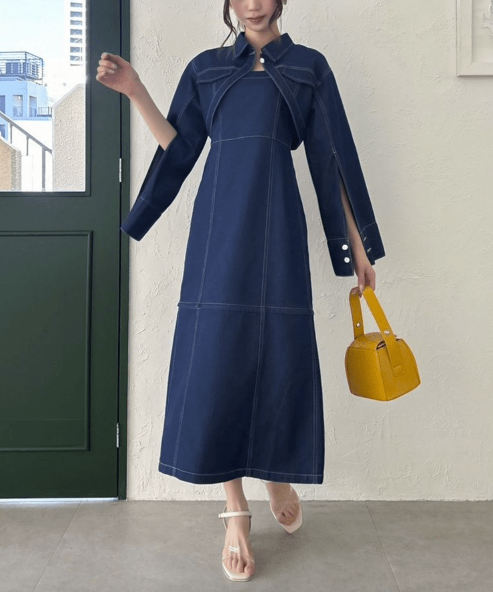 dazzlin カーブジャケットSET2wayデニムキャミワンピース