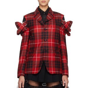 BLACK COMME des GARCONS タータンチェックカットアウトジャケット