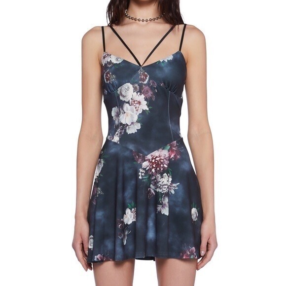 Current Mood Everbloom Haven Dark Floral Mini Tank Dress