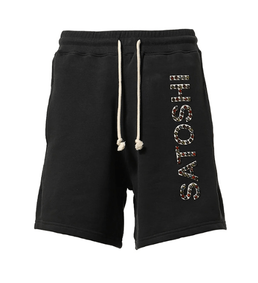 SATOSHI NAKAMOTO STUDDED LOGO SHORT