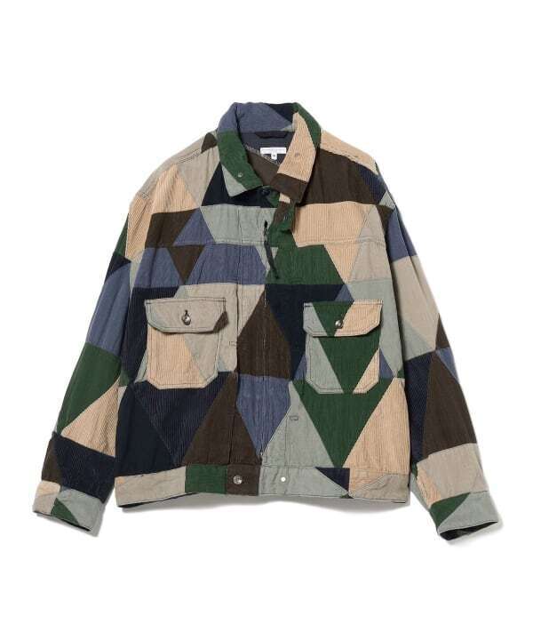 ENGINEERED GARMENTS TRUCKER JACKET - TRIANGLE CORDUROY PATCHWORK
