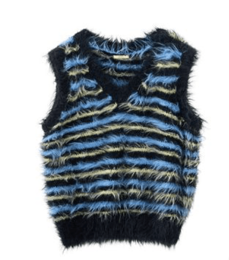 MOONSUN Danke Hairy Stripe Knit Vest