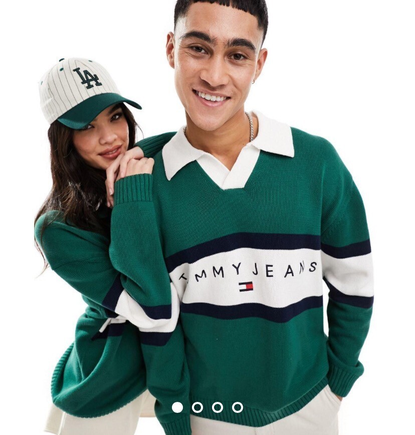 Tommy Jeans ユニセックス ニット トロフィーネック ラグビーシャツ