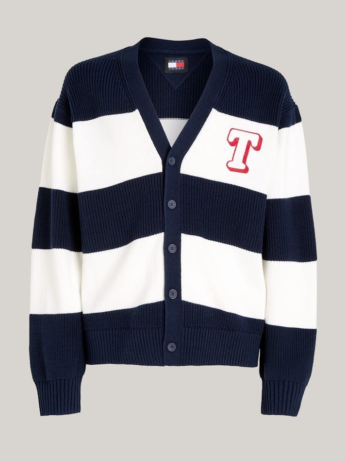 TOMMY JEANS TEXTURED KNIT STRIPE CARDIGAN