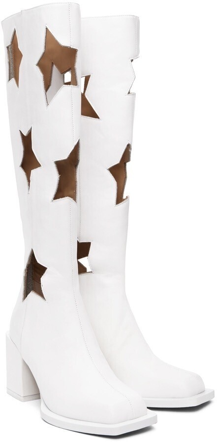 ANDREJ GRONAU Exclusive White Star Cut Boots