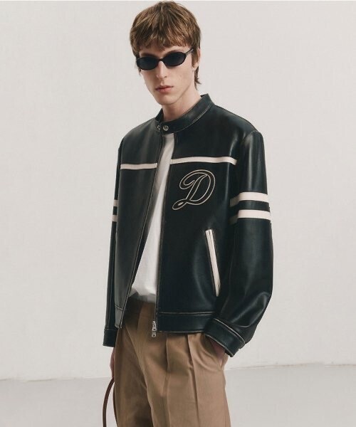 DUNST RACING CONTRAST LEATHER JACKET