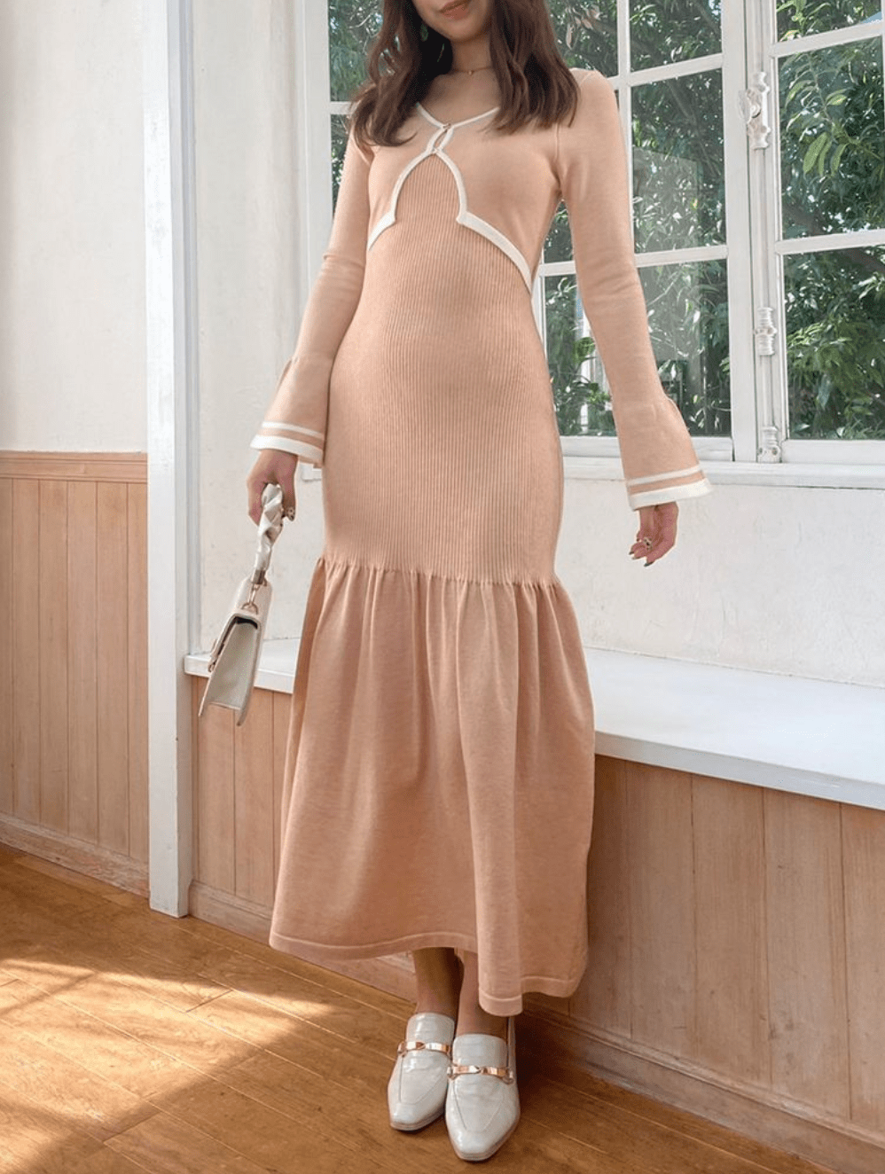 オープンデザインパフニットワンピース ダズリン 吉田朱里 dazzlin