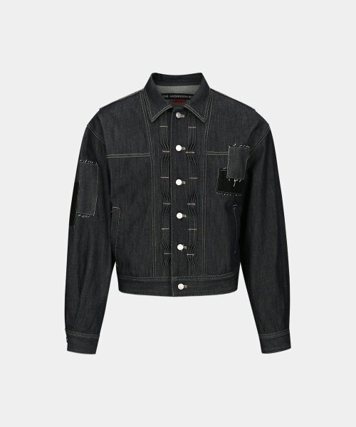 ANDERSSON BELL Patchwork wave tuck denim jacket awa578m