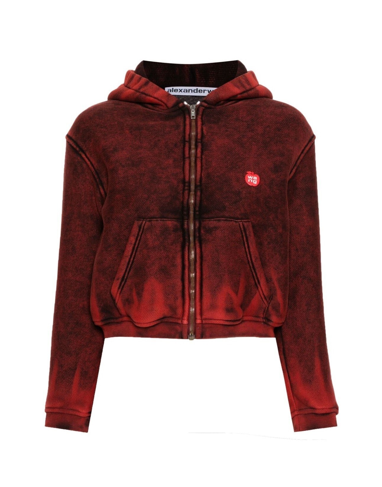 Alexander Wang logo-patch distressed zipped-up hoodie