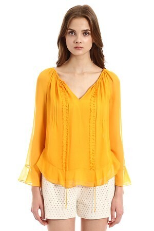 DIANE von FURSTENBERG DVF SIMONIA RUFFLE CHIFFON SHIRT