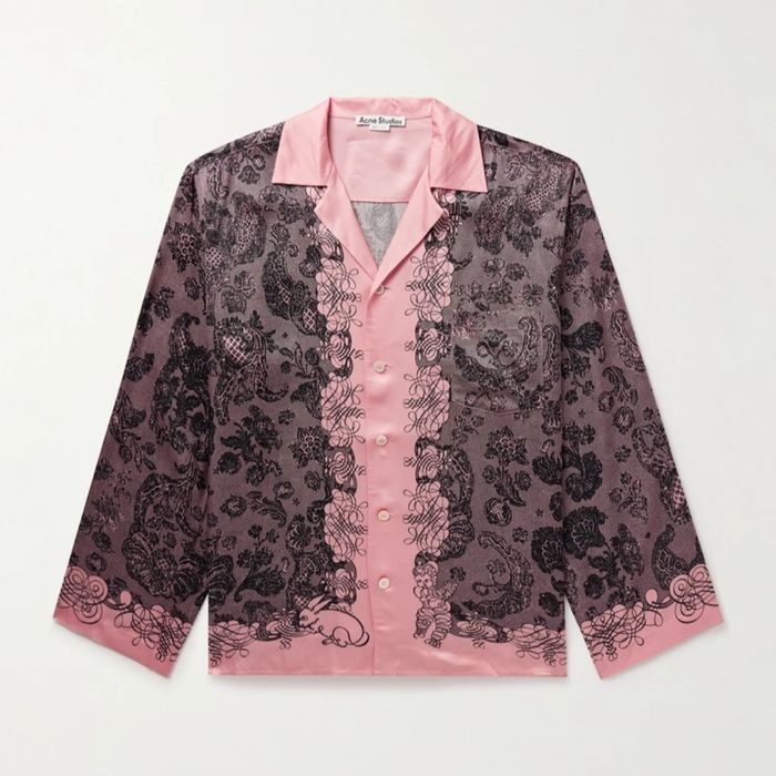 Acne Studios サテン キャンプカラーシャツ
