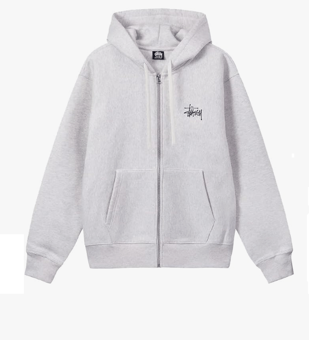 STUSSY ベーシックロゴプリント 裏起毛 ジップアップスウエットパーカー