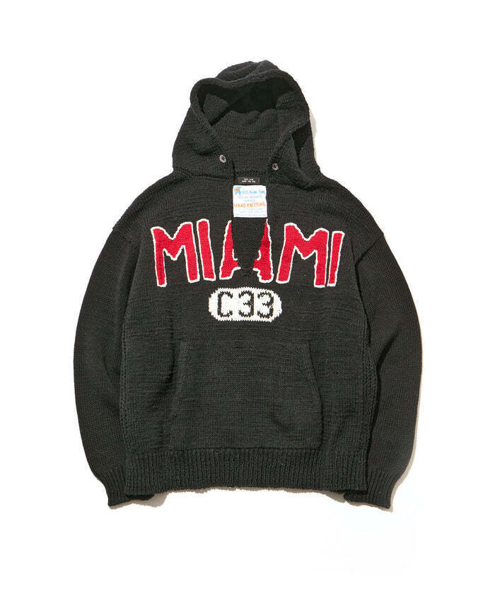 RICE NINE TEN Hand Knitting Cut Off Hoodie