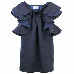 Black Mouton 【55292】Black Mouton / デニムラッフルドレス