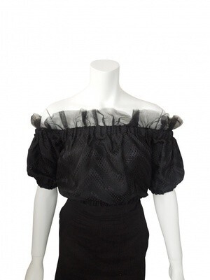 Honey mi Honey tulle offshoulder blouse