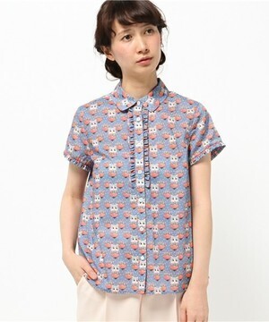 PAUL & JOE SISTER VALENTINE CAT PRINT BLOUSE