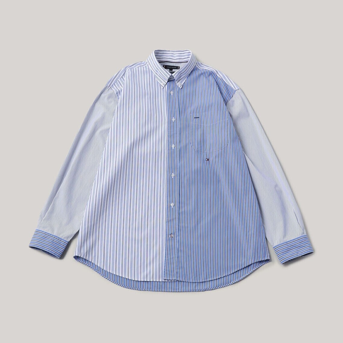 TOMMY HILFIGER クラシックストライプフラッグブロッキングシャツ