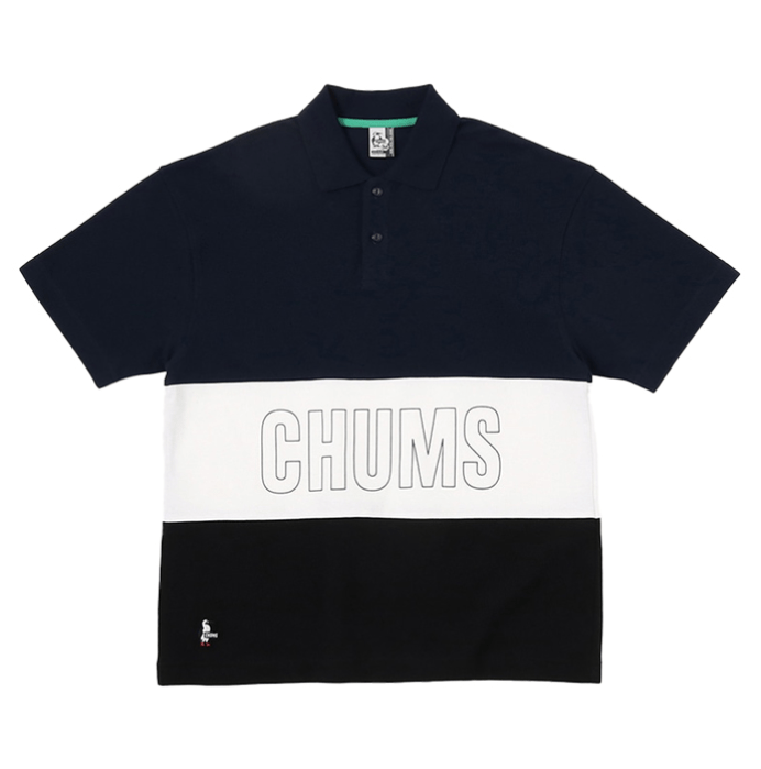 CHUMS OVERSIZED PANEL BORDER POLO SHIRT