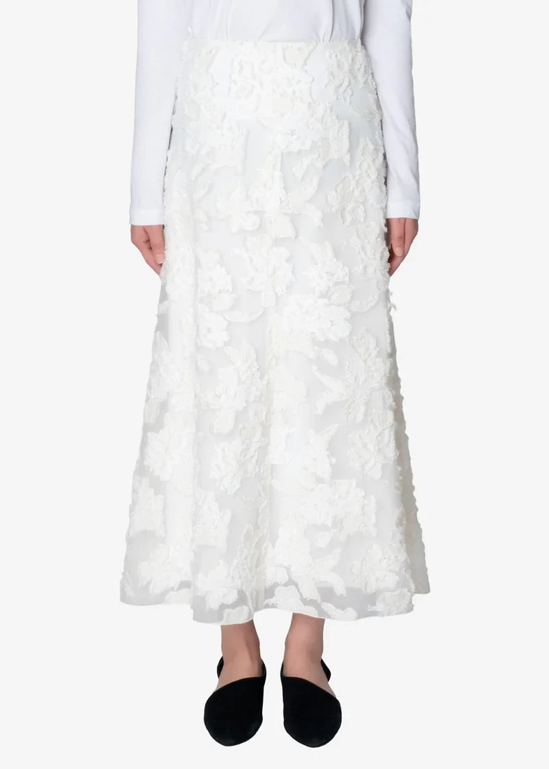 GREED INTERNATIONAL Cut Jacquard Skirt in Off White