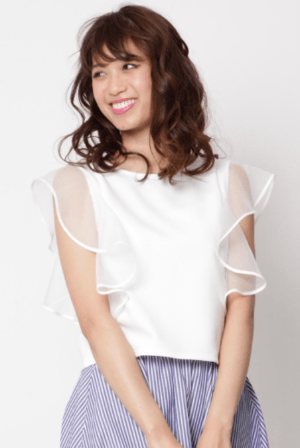 QUEENS COURT 【52705】QUEENS COURT/袖シフォンカットソー
