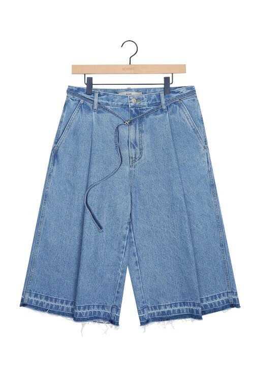 NOHANT CULOTTES DENIM BELT PANTS MID BLUE