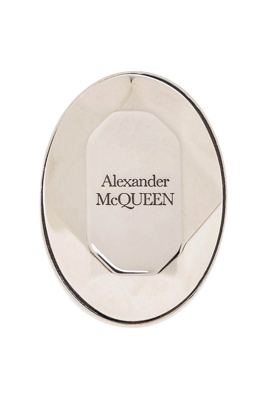 Alexander McQueen ロゴ刻印 ファセットストーン リング