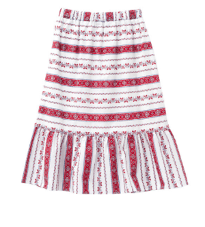 夢展望 オリジナルフォークロア花柄プリント裾ラッフルスカート