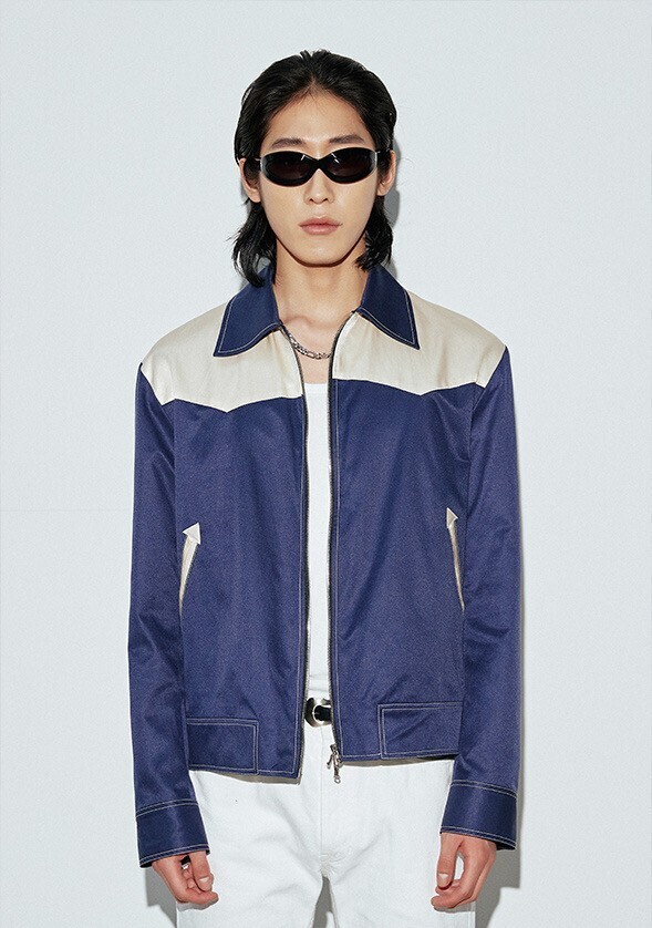 SAVAGE Western Satin Blouson - Blue