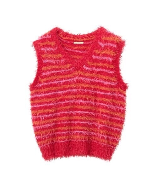 MOONSUN UNISEX, Danke Hairy Stripe Knit Vest