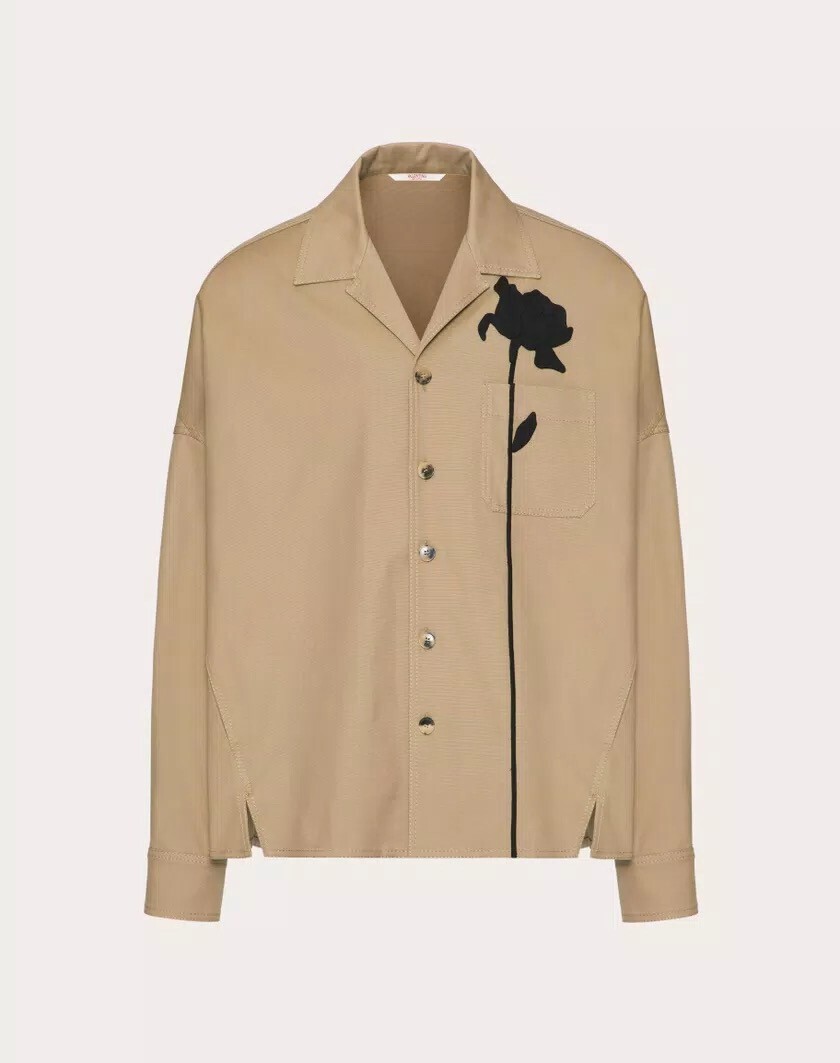 VALENTINO フラワーエンブロイダリー ストレッチコットンキャンバス シャツジャケット