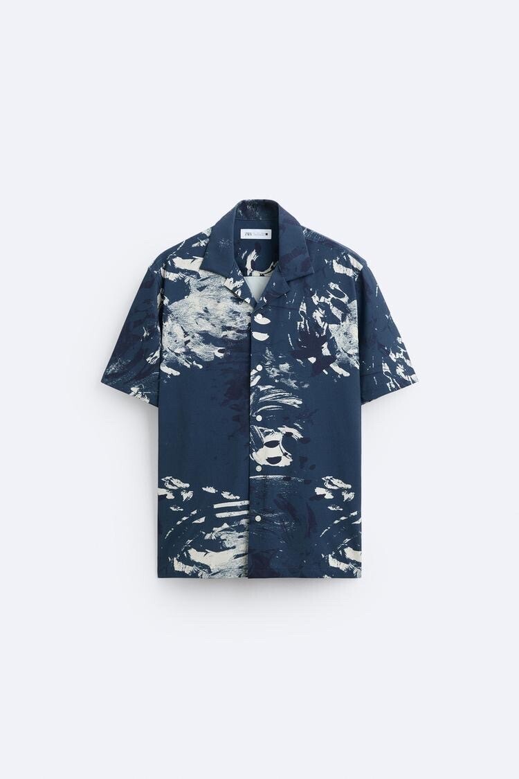 ZARA アブストラクトプリント ストレッチシャツ