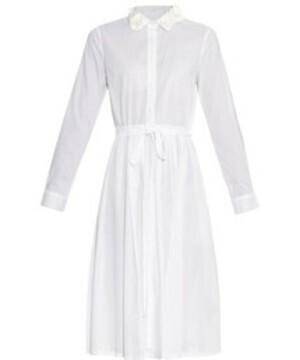 MUVEIL Floral-embellished cotton shirt-dress