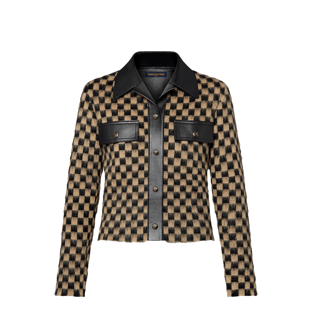 LOUIS VUITTON レザーアクセントダミエニットジャケット