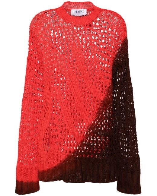 The Attico Women's Red Ombrè Open-knit Sweater