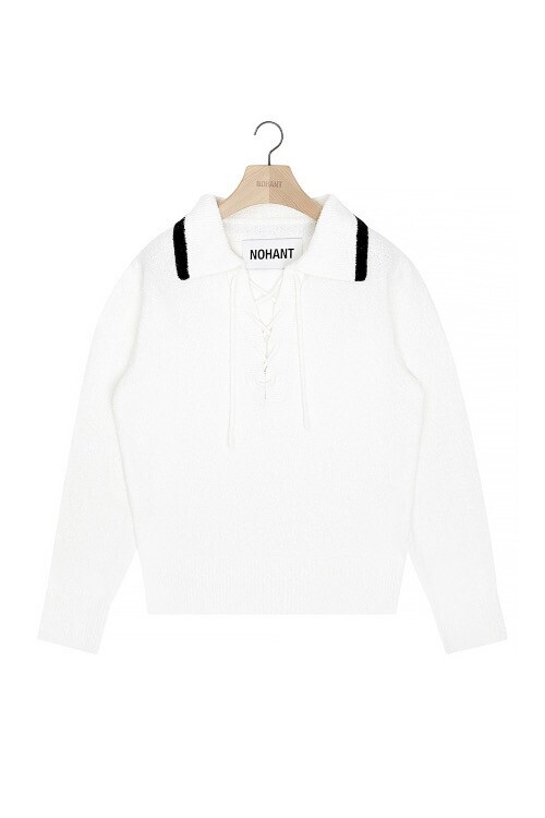 NOHANT MARINE LACE-UP KNIT WHITE